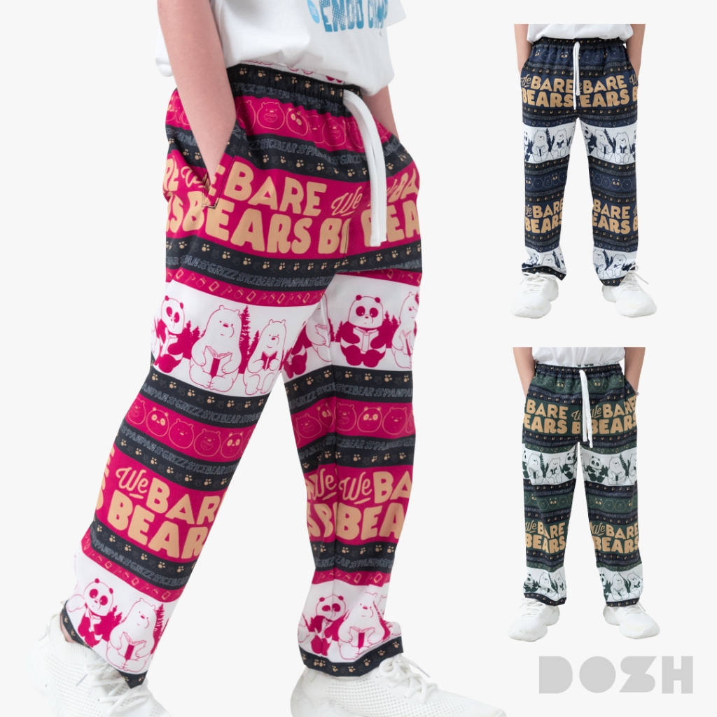 DOSH KID'S LAY PANTS WE BARE BEARS กางเกงเลผ้าไหมอิตาลีเด็ก 3สี (กรม-เขียว-ชมพู) DBBBL5004 (6-10)