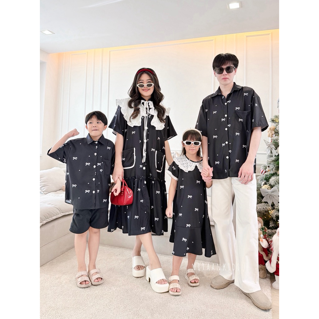NITAANKIDS:) ชุดแม่ 1 ชุด ลาย BLACK BOW FAM SET รูปที่ 3