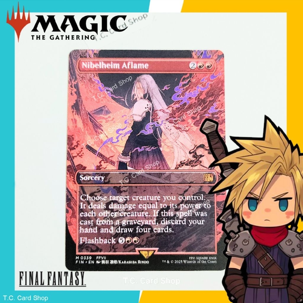 Nibelheim Aflame (Borderless) - M0339, M0146 FFVII - Final Fantasy - Magic the Gathering (MTG) (FIN)