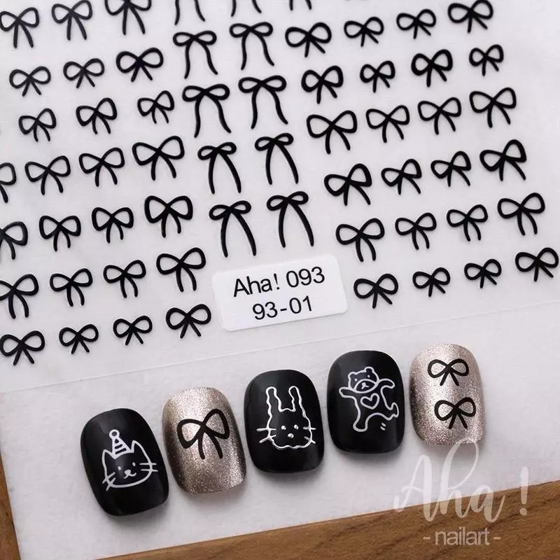 สติกเกอร์โบว์ เกรดพรีเมียม ใช้สำหรับแต่ง ติดเล็บ ราคาต่อแผ่น ลายน่ารักมาก