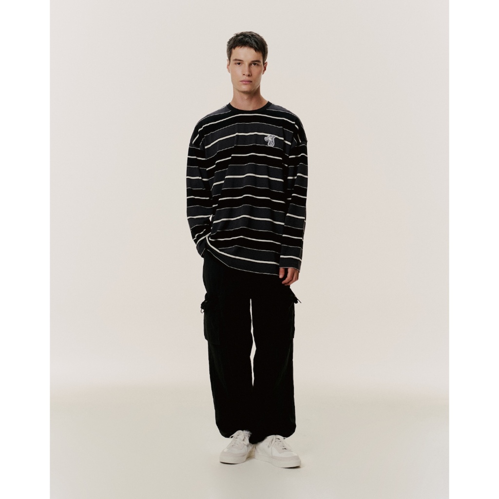 LONG SLEEVE STRIPED T-SHIRT WITH  LOGO EMBROIDERED