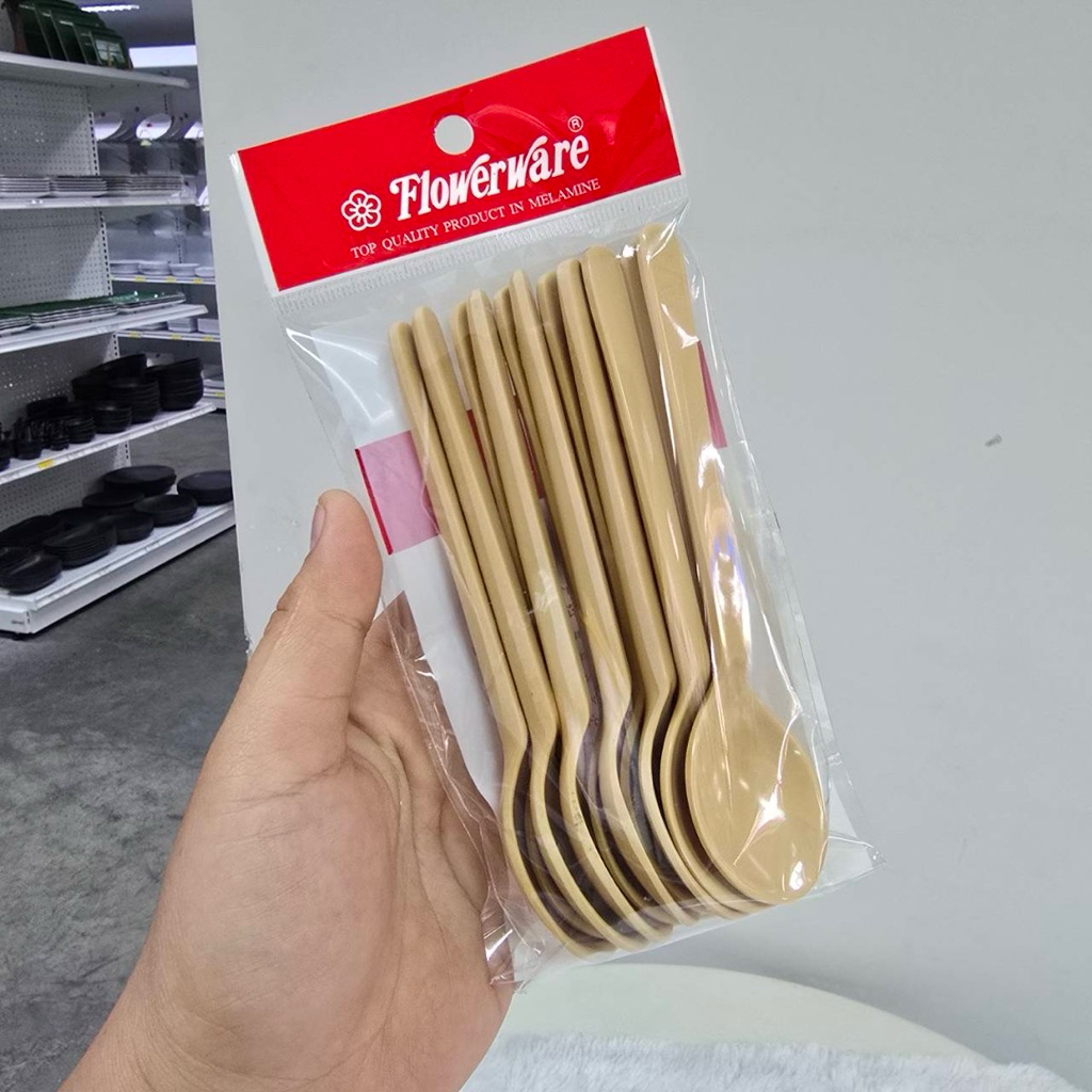 ช้อนกาแฟเมลามีน12ชิ้น สีไมโล ความยาว5.5นิ้ว