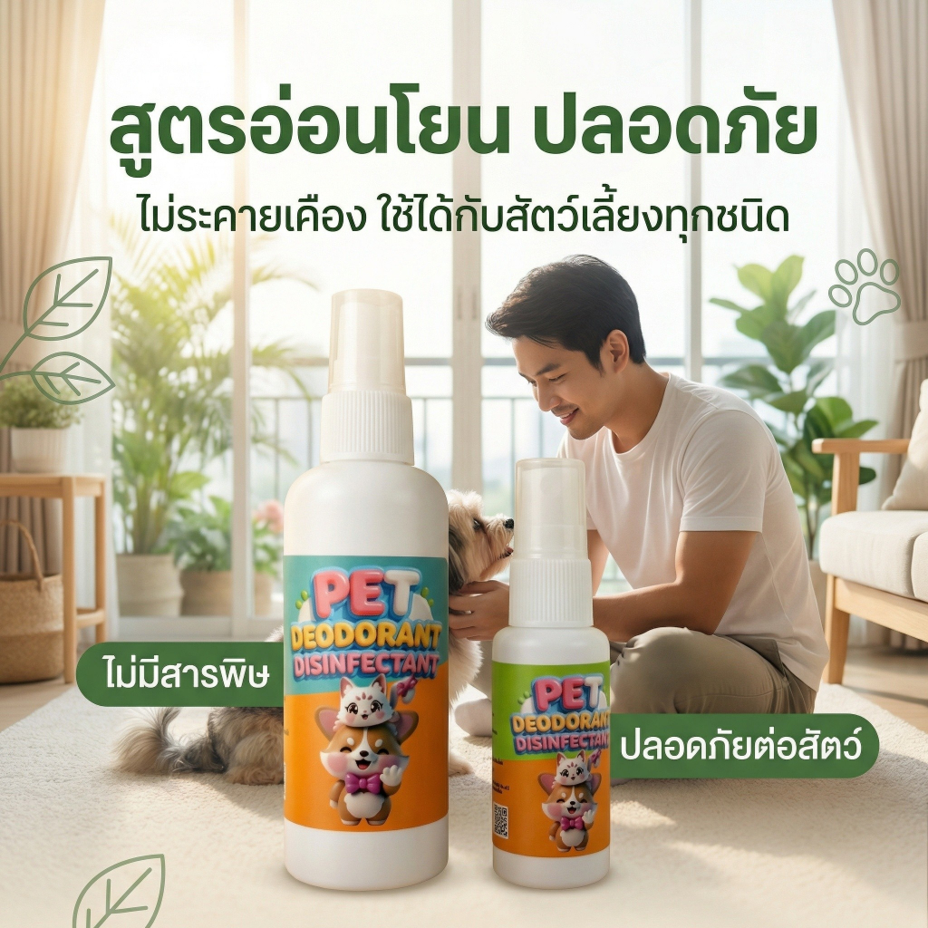 Boqi Factory สเปรย์กลิ่นสำหรับสัตว์เลี้ยงโดยเฉพาะ กำจัดกลิ่นตัว ขนาดพกพา  DEODORIZING2