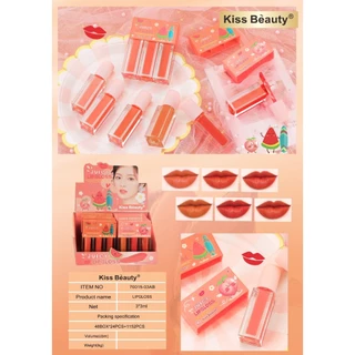 {เซต} Kiss Beauty Juicy LipGloss Set ลิปกลอสแมทต์ เนื้อนุ่ม ริมฝีปากดูสดใส no.70015