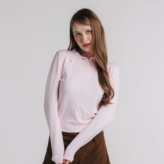 STAYSLAY.BKK | KNITE POLO LONG SLEEVE (เสื้อไหมพรมคอปกแขนยาวทรงสวย มีกระดุม)