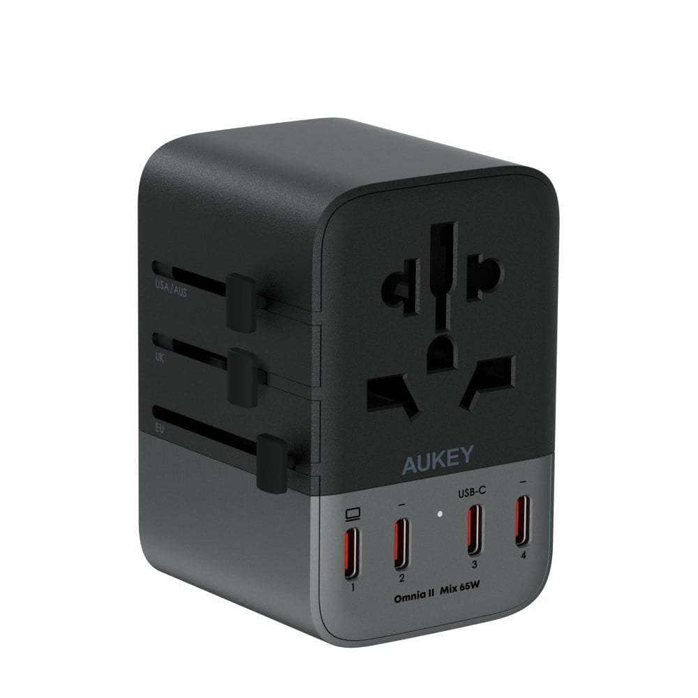 หัวแปลงปลั๊กไฟ AUKEY Travel Mate 65W 100W GaN Universal Adapter with USB Ports (PA-TA08A/PA-TA09A)