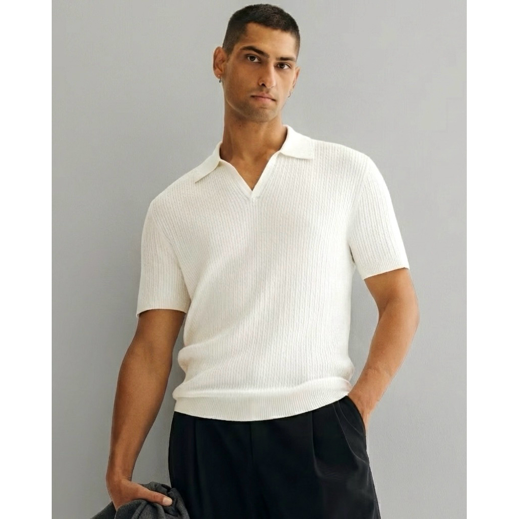 ของใหม่✨ H&M Premium Polo Shirt Regular-Fit ไซส์ L