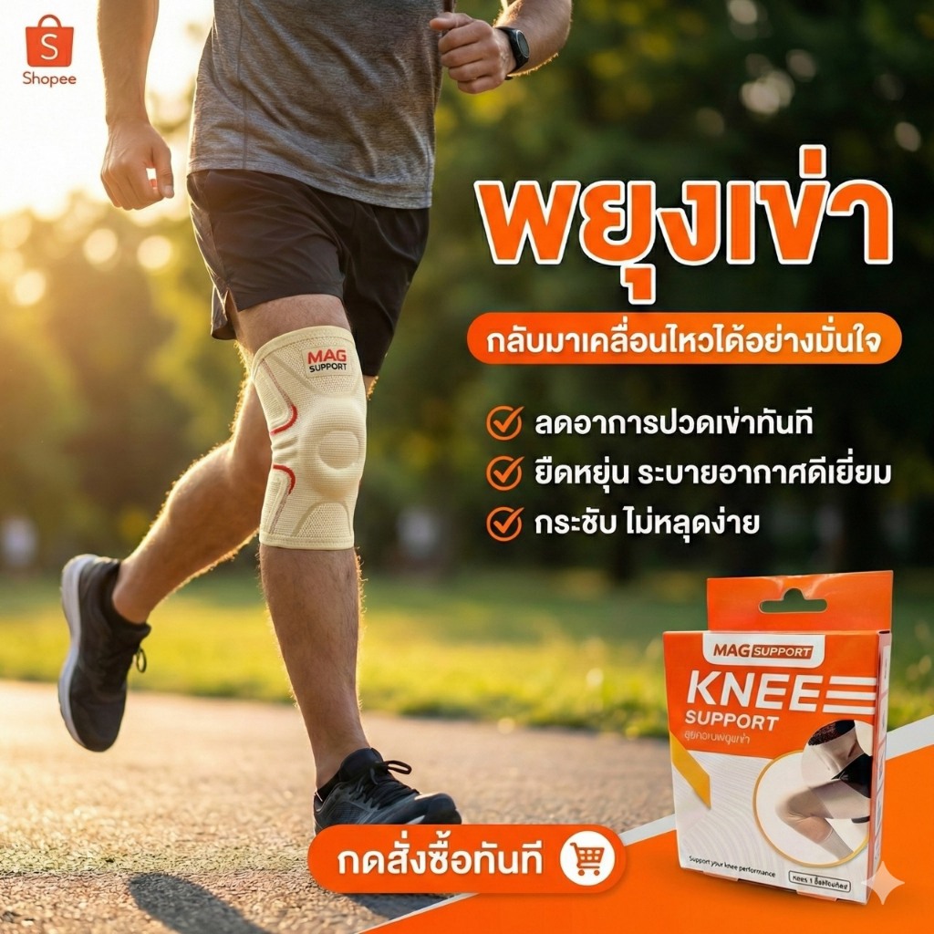 สายรัดเข่า KNEE SUPPORT สนับเข่า พยุงเข่า ไม่เสริมเหล็ก บรรเทาอาการปวดหัวเข่า ราคา ถูกที่สุด ดีลบีเคเค
