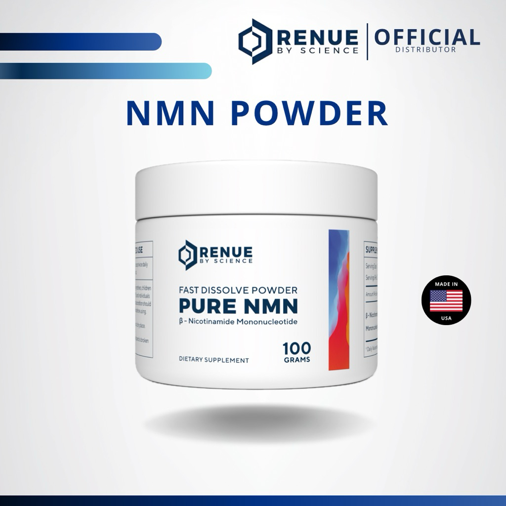NMN Powder (100 กรัม) RENUE BY SCIENCE แท้จาก USA ความบริสุทธิ์ 99%+ เพิ่ม NAD+