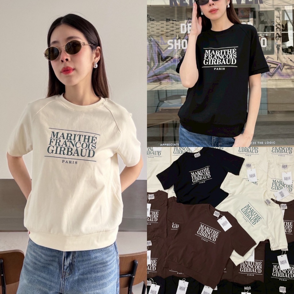 🍊 VL 5148 เสื้อแขนสั้น งานสกรีน แต่งจั๊มช่วงเอว ผ้าดีใส่สบาย