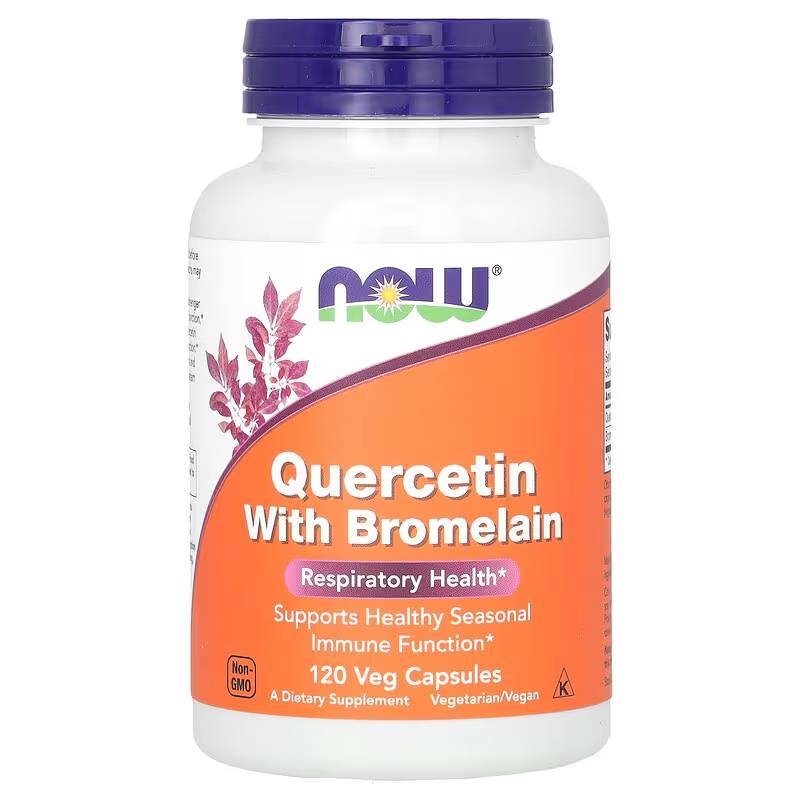 เควอซิทิน โบรมีเลน NOW Foods, Quercetin With Bromelain, 120 Veg Capsules