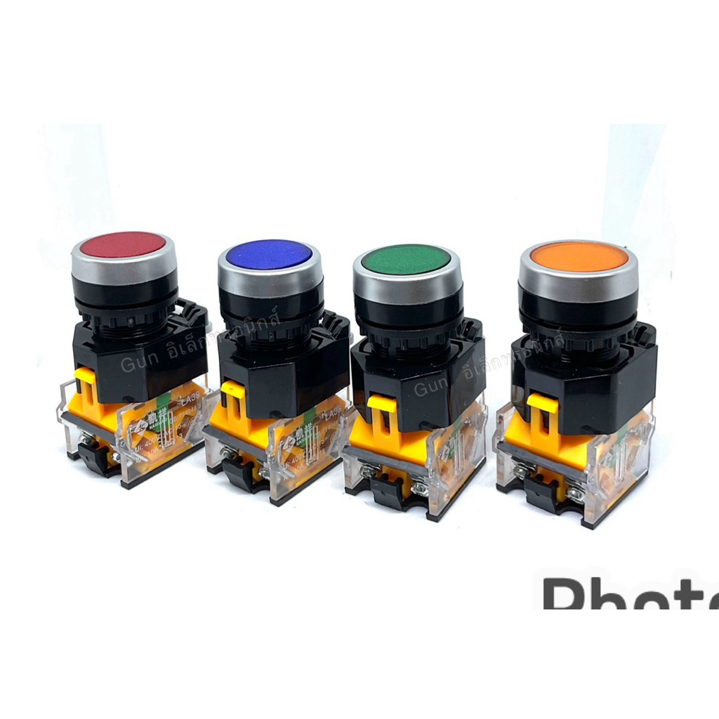 สวิตช์ปุ่มกด ขนาด 22มิล LA38-11S PUSH BUTTON SWITCH กดติด-กดดับ แบบไม่มีไฟ