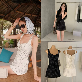 ส่งด่วน 🛵 𝐖𝐆.𝐖𝐄 8685  Set 2 pcs. เสื้อกล้ามแขนกุด ผ้าลายจุด …