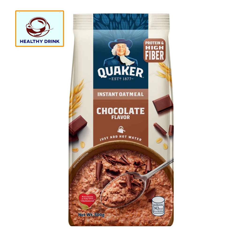 QUAKER เควกเกอร์ ซีเรียล ข้าวโอ๊ต ข้าวโอ๊ตปรุงสำเร็จรสช็อกโกแลต 500 กรัม
