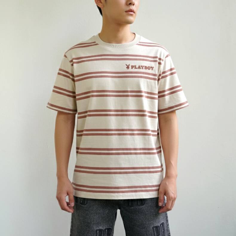 PLAYBOY   เสื้อผ้าผู้ชาย/เสื้อ/เสื้อยืดสีเบจ รุ่น P1MT265TB002BE