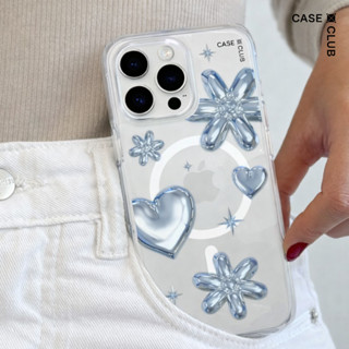 CaseClub เคสไอโฟน ซัมซุง เคสแม่เหล็ก ลาย Flower & Heart Meta…