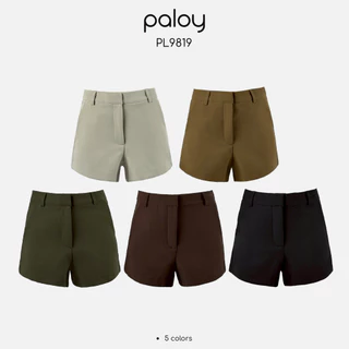 Paloy - PL9819 กางเกงผ้าขาสั้น ด้านหลังกระเป๋าปัก Paloy