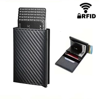 กระเป๋าสตางค์ RFID คาร์บอนไฟเบอร์ - ที่ใส่บัตรป๊อปอัพอัตโนมัติพร้อมการป้องกันการโจรกรรม