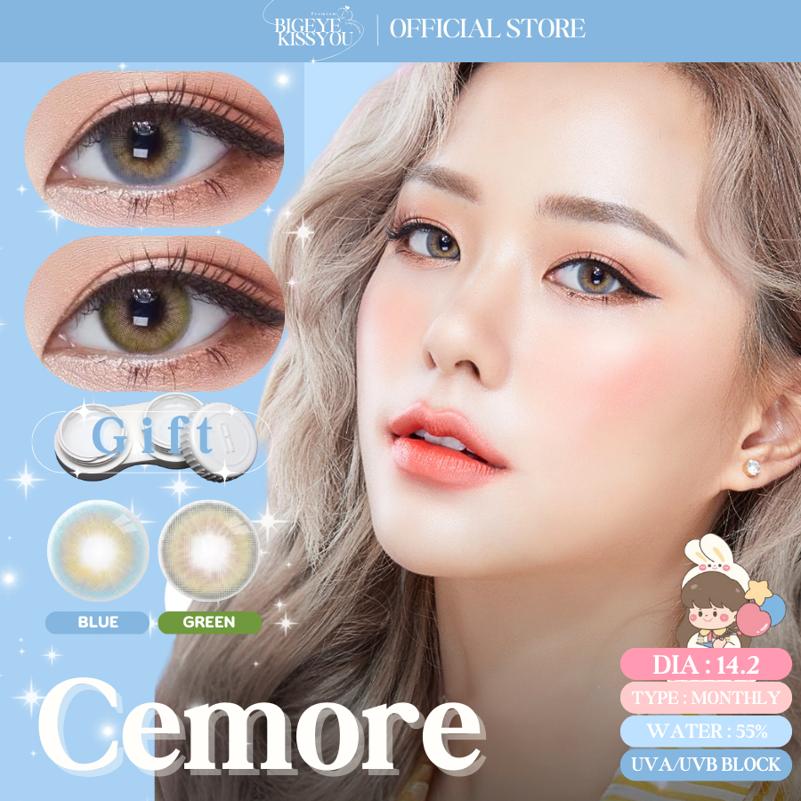 คอนแทคเลนส์(มินิ) Mini Cemore Blue / Green (Kitty Kawaii) ⭐️ลายฮิต ขายดีมาก กรองแสงกันยูวี