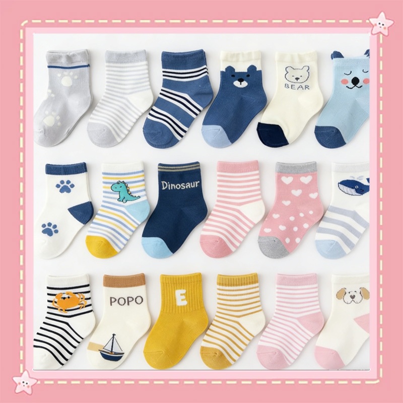 5 คู่ ถุงเท้าเด็กแรกเกิด ถุงเท้าเด็ก ลายการ์ตูน 0-3 ขวบ ผ้าฝ้าย นุ่ม ระบายอากาศ