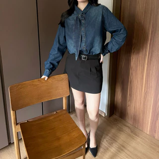 MIRINY - Ava denim shirt เสื้อเชิ้ตยีนส์ ผ้านิ่ม ไม่ร้อน ไม่หนา ใส่สบาย