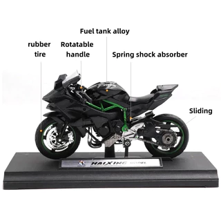 【24H COD】KAWASAKI 1:18 H2R อัลลอยด์มอเตอร์ไซค์ ของเล่นเด็ก/ของสะสม วัสดุโลหะผสม+ฐานแท่น+กล่องบรรจุ รถของเล่น