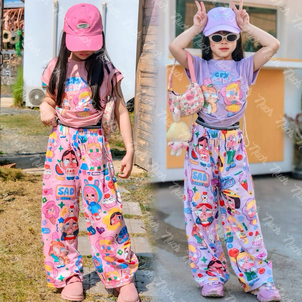 ชุดเซ็ทเด็กผู้หญิง Cry Baby ผ้านิ่มใส่สบาย สไตล์น่ารักสำหรับลูกน้อย