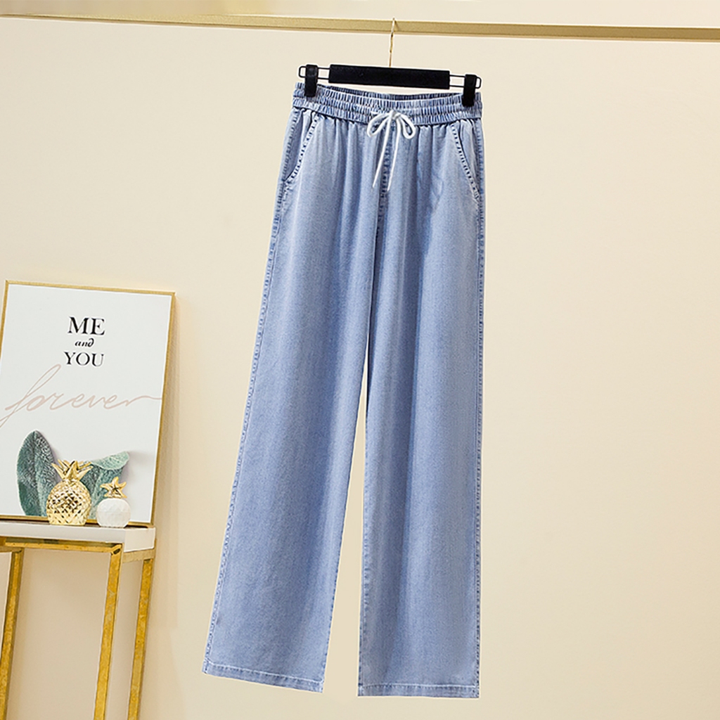 CLASHE S-6XL กางเกงยีนส์ เอวยางยืด เนื้อผ้ายืดได้ ใส่สบาย ระบายอากาศได้ดี เหมาะสำหรับสาวพลัสไซส์ รุ่นขายดี ผ้าหนานุ่ม ไม