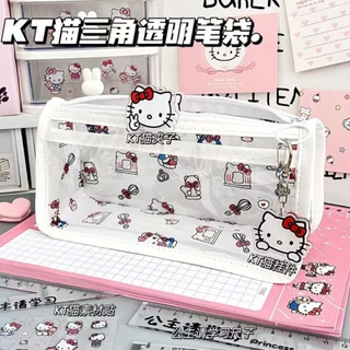 L338 กระเป๋าดินสอ กระเป๋าเครื่องสำอางค์คิตตี้แบบใส พร้อมส่งจากไทย