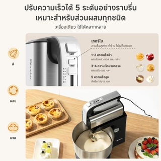 Simplus เครื่องผสมมัลติฟังก์ชั่นไฟฟ้า 2-in-1 Stand & Handheld Mixer ครีมวิปปิ้งครีมและแป้งเครื่องปั่นในครัว HMJH003