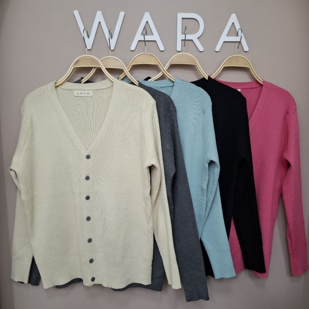 [ A100 ] WARA เสื้อคลุมไหมพรมทอร่อง คาร์ดิแกน