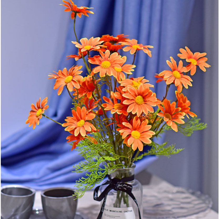 ดอกเดซี่ประดิษฐ์ขนาดเล็ก ผ้าไหม 1 ช่อ 5 ดอก สำหรับตกแต่งบ้าน งานแต่ง งาน DIY - รูปที่ 6