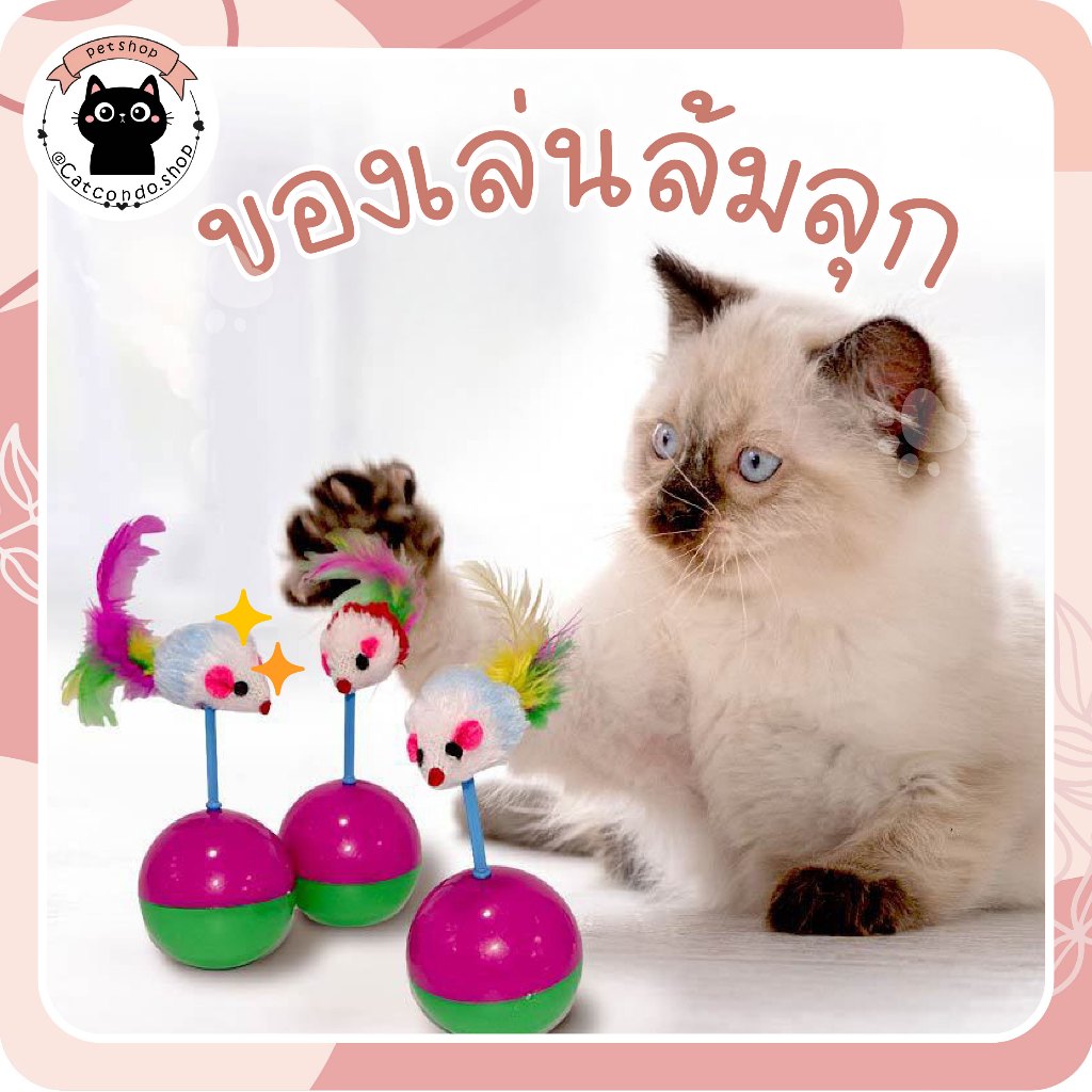 🌵 บอลล้มลุกหนู บอลล้มลุกขน หนูล้มลุก ของเล่นแมว บอลกรงหนู บอลของเล่นแมว ลูกบอลแมว ขนนกแมว ไม้ตกแมว 🌵
