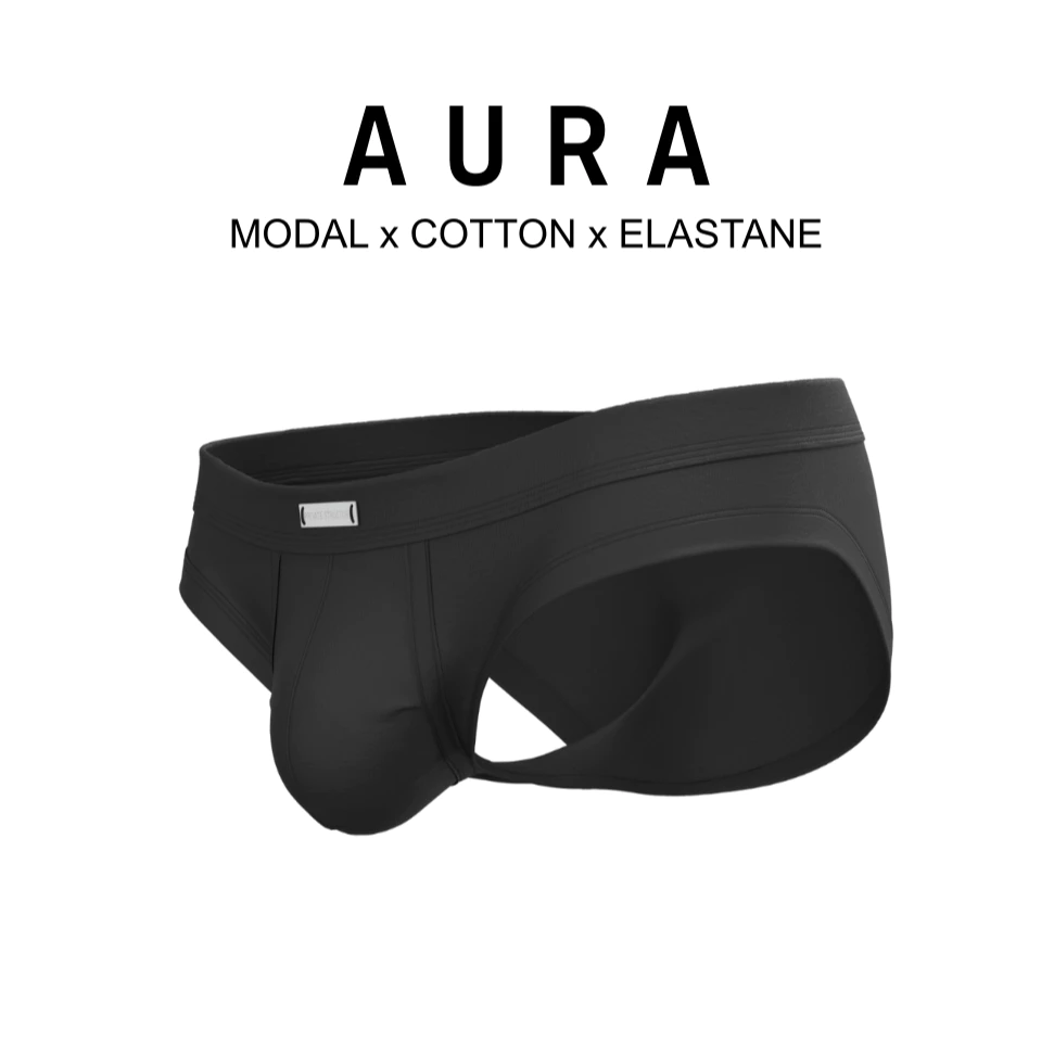 [เป้าใหญ่-ใส่สบาย] Private Structure กางเกงชั้นในชาย รุ่น AURA-Modal Blended Brief – Charcoal Ash [4808]