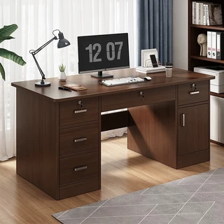 โต๊ะทํางานมีลิ้นชัก กุญแจล็อค โต๊ะคอมพิวเตอร์ 120/140cm Computer Desk วัสดุไม้คุณภาพ สวยแข็งแรง