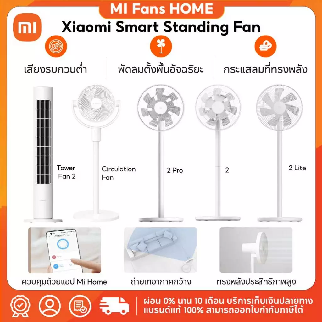 (NEW) Xiaomi Smart Standing Circulation Fan / Fan 2 / Fan 2 Pro / Fan 2 lite การปรับความเร็วลม 100 ระดับ ตั้งค่าล่วงหน้า