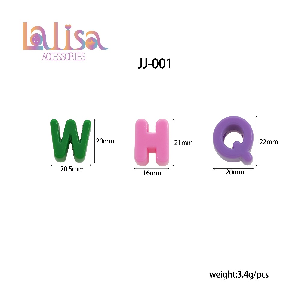 ลูกปัดตัวอักษรอะคริลิกรูใหญ่ อุปกรณ์ทำเครื่องประดับ DIY ลูกปัดสำหรับร้อยเชือก DIY Beading JJ-001