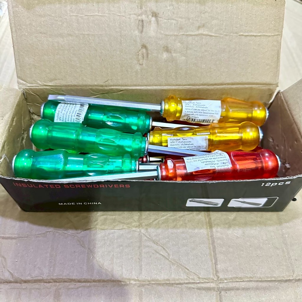 [ยกกล่อง12ชิ้น] ไขควง ด้ามสี ถอดสลับหัวได้