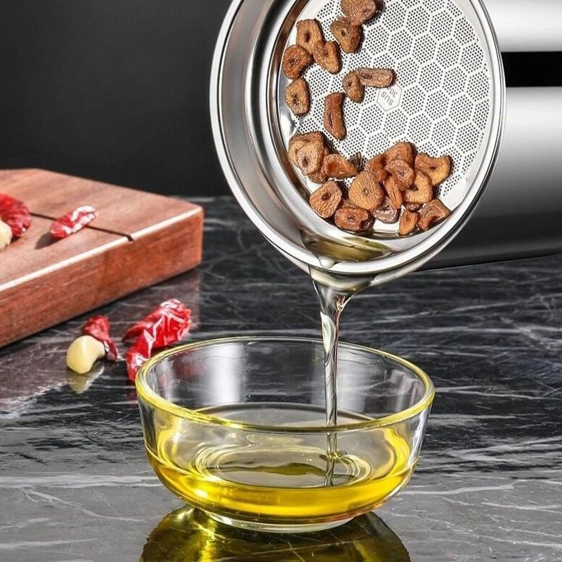 หม้อกรองน้ำมันสแตนเลส หม้อกรองน้ำมันสแตนเลส 1.3L แบบหนา ทนต่อความร้อน พร้อมตะแกรงกรอง มีฝาปิดและที่จับ สะดวก - รูปที่ 5