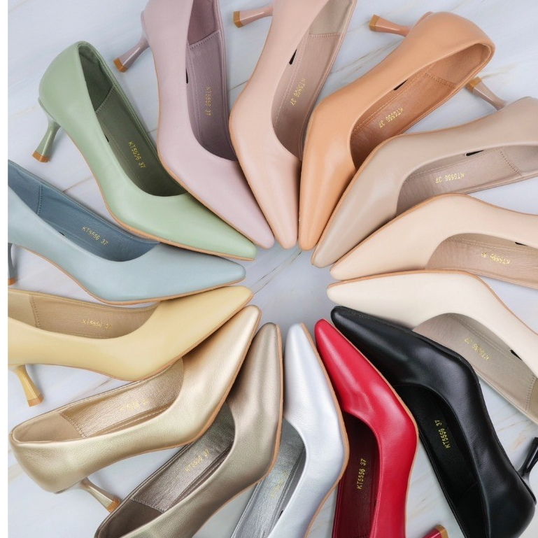 ใหม่สินค้าพร้อมส่ง KT5556 รองเท้าคัชชู ส้นสูง รองเท้าคัทชูส้นสูง ปลายแหลม ส้นเข็มสูง 2นิ้ว แบรนด์ Ki