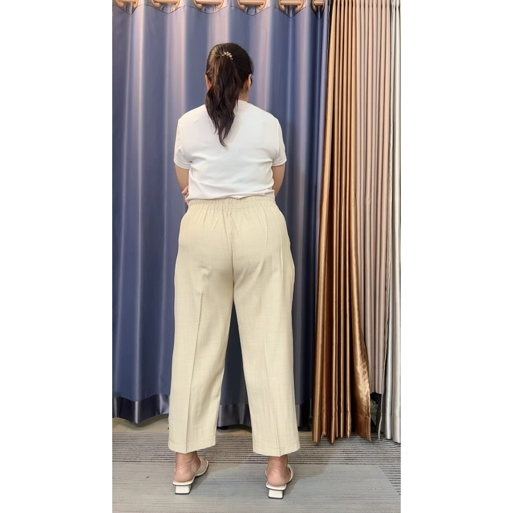 กางเกงผ้า สโนฟลอร่า 8 ส่วน ใส่ทำงาน ดึงยางหลัง เนื้อผ้านิ่มใส่สบายทรงสวย ไม่ต้องเผื่อไซส์ ราคา ถูกที่สุด ดีลบีเคเค แกลเลอรีภาพที่ 7