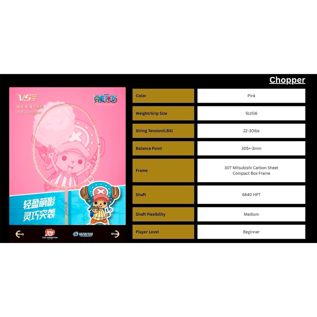 ไม้แบดมินตันVS รุ่น One Piece🏴‍☠️  แถมถุงผ้าตรงรุ่นตัวละคร+ประกันศูนย์ไทย6เดือน (ลิขสิทธิ์แท้💯%) - รูปที่ 6