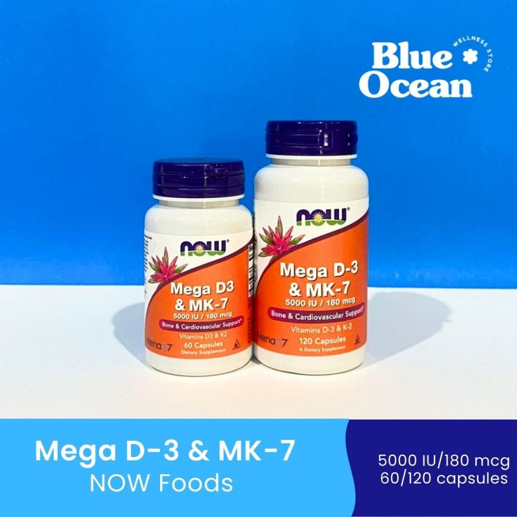 Mega D3 & MK-7  (5000 IU/180 mcg , 60/120 capsules) by NOW Foods วิตามินดี 3 เค 7