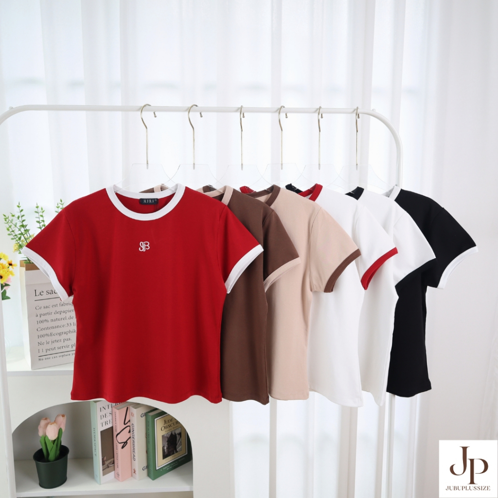 ส่งด่วน! เสื้อยืดสาวอวบ เสื้อยืดแขนสั้นคอกลมแต่งขอบ ผ้ายูนิโคล่ ไซส์ L/XL อก35-44นิ้ว พร้อมส่ง#606 ราคา ถูกที่สุด ดีลบีเคเค แกลเลอรีภาพที่ 9