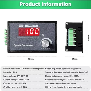PWM DC Motor Controller 6-60V ปรับรอบได้ หน้าจอดิจิตอล มี Encoder ปรับความถี่ได้ ใช้กับ 6V 12V 24V 36V 48V