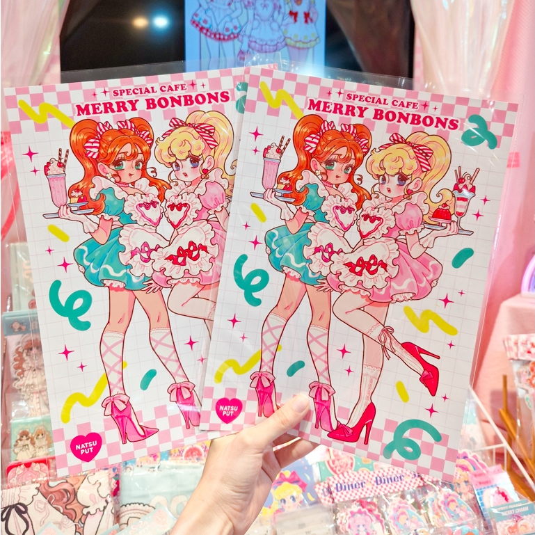 Postcard and Poster A4 โปสการ์ดและโปสเตอร์ A4 ลาย Special Cafe Merry Bonbons (Honey&Betty)🍧[NATSUPUT]