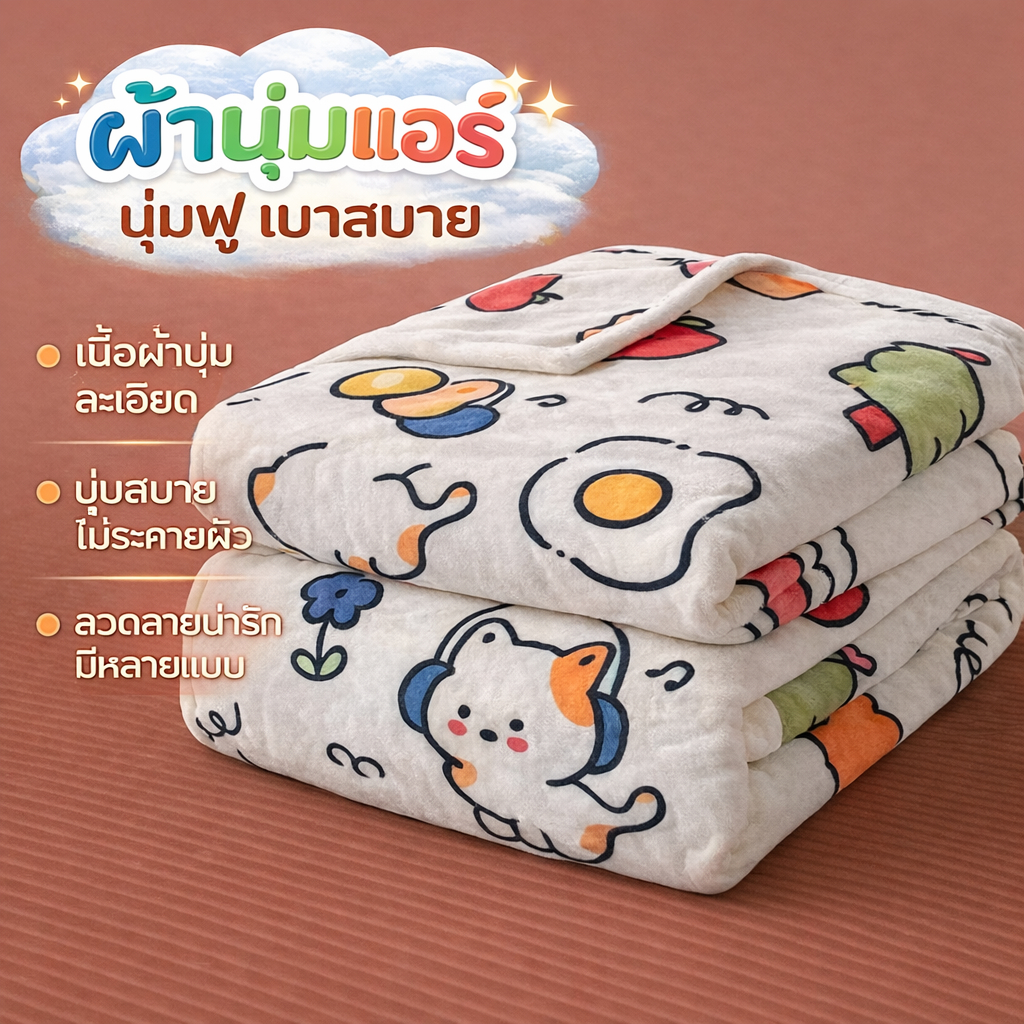 ผ้าห่มนาโน / ผ้าห่มแอร์ /ผ้าห่ม sleepผ้านุ่มลื่น น้ำหนักเบา นอนสบาย ใช้ได้ทั้งห้องนั่งเล่นและห้องนอน