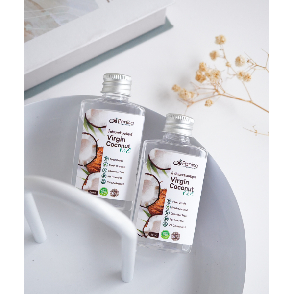 50ml น้ำมันมะพร้าวสกัดเย็น ฟู๊ดเกรด มาตรฐาน อย ฮาลาล Virgin coconut oil cold press food grade
