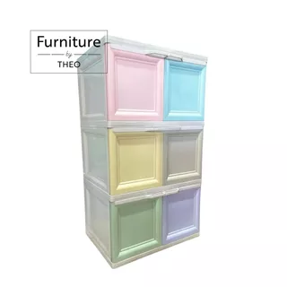 ✅พร้อมส่ง✅ตู้พลาสติกอเนกประสงค์ 3 ชั้น รุ่นฝาสวิง🌈🌈 ที่มีคุณภาพ แข็งแรง ทนทาน