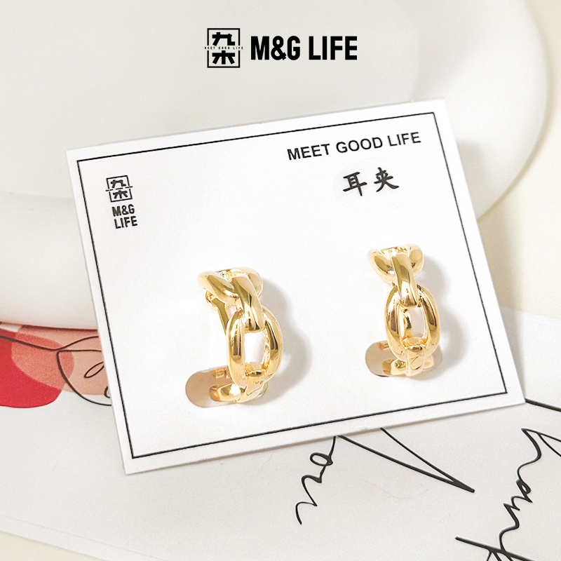 M&G LIFE 1pair Women's Clip-on Earrings ต่างหูแบบหนีบสีทองสำหรับผู้หญิง